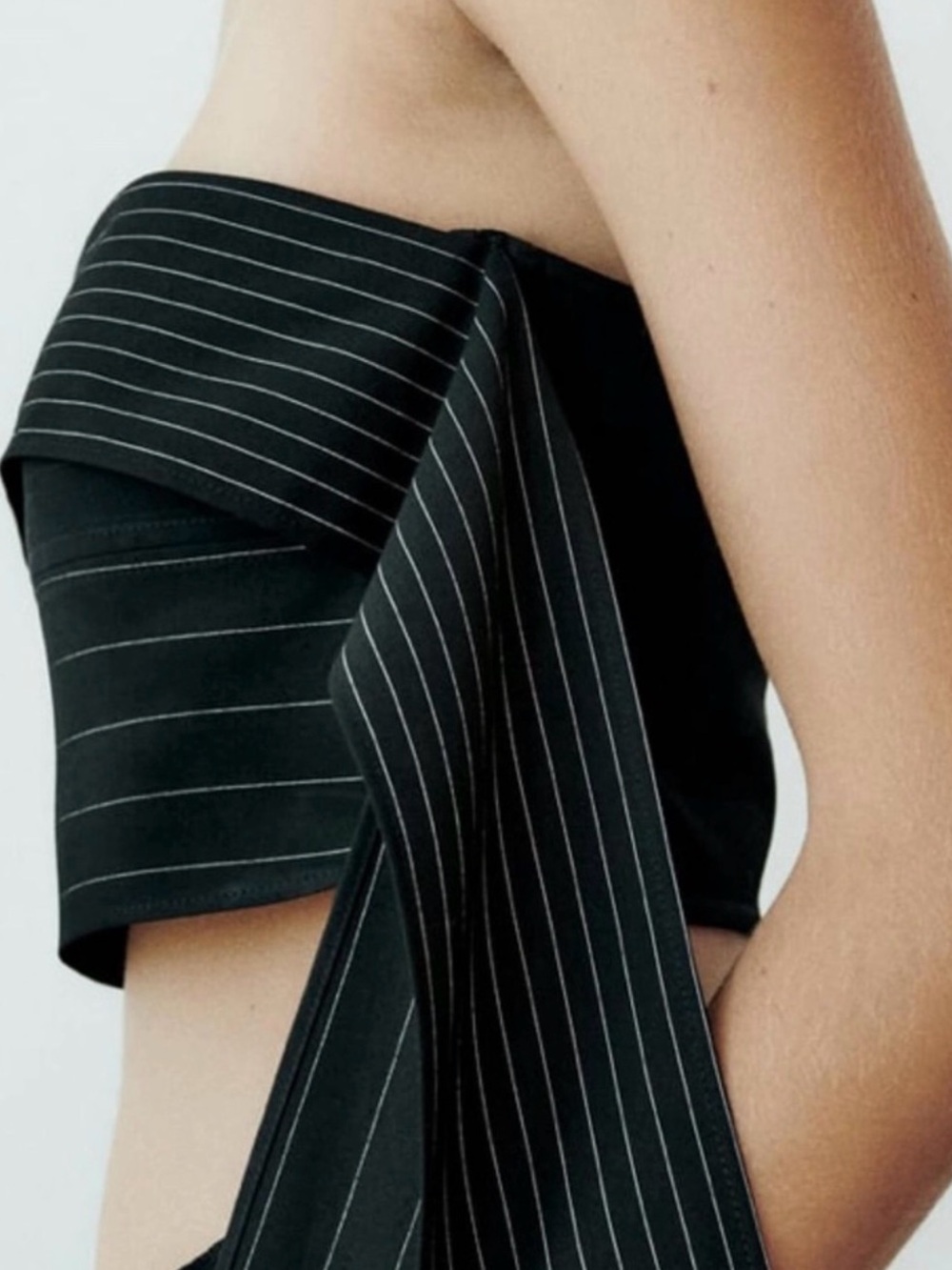 ZARA STRAPLESS MULTI-POSITIONAL TIE CROP TOP - Picture 4 of 10